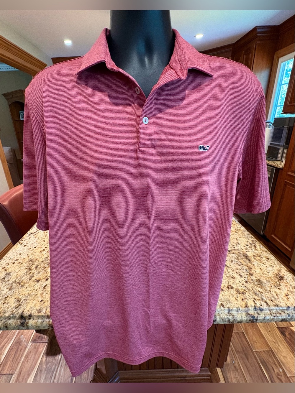 Vineyard Vines Men's performance front shirt. Sharp red with micro print & logos - Picture 2 of 7